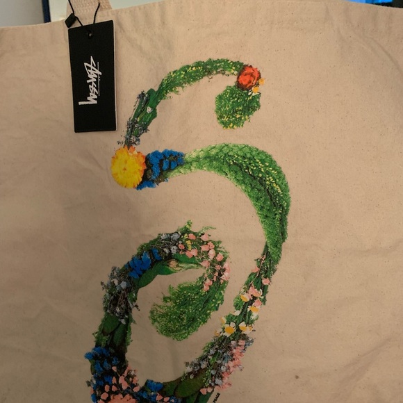 Stussy Floral Canvas Tote Bag - Picture 3 of 6